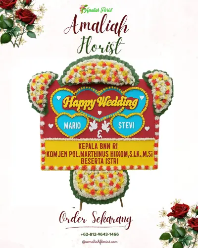Karangan Papan Bunga Pernikahan di Paksebali